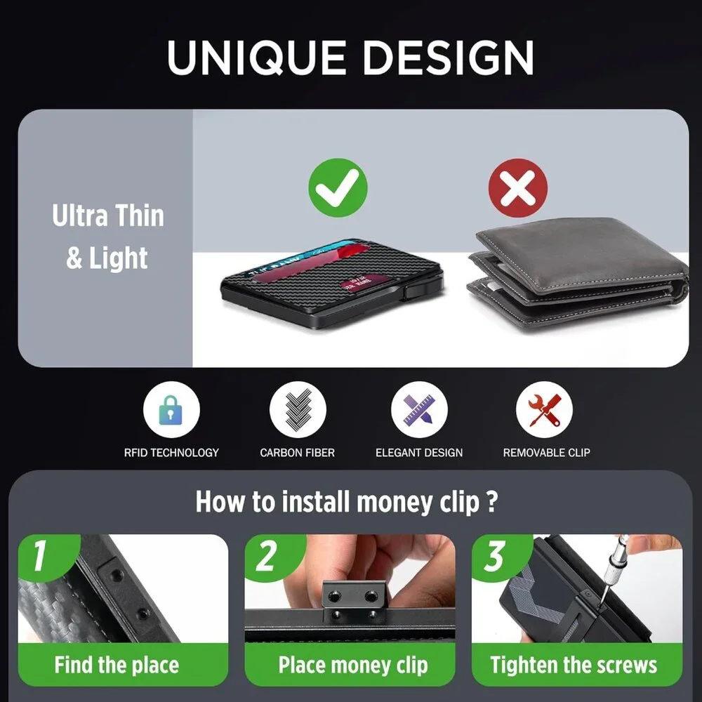 Slim Leather Mens Wallet Pop up Card Holder with Money Clip,Credit Card
